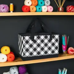 Everything Mary Black & White Check Collapsible Tote
