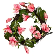 22" Dark Pink Magnolia Wreath