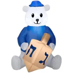 3ft. Airblown&reg; Inflatable Hanukkah Dreidel Bear