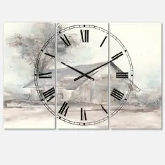 Designart 'Farmhouse Barn Grey Iii Farmhouse Multipanel Wall Clock