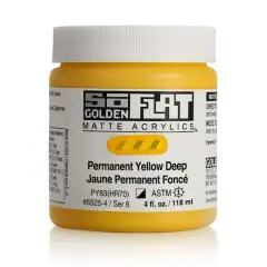 Golden&reg; SoFlat Matte Acrylic Paint, 4oz. Permanent Yellow Deep