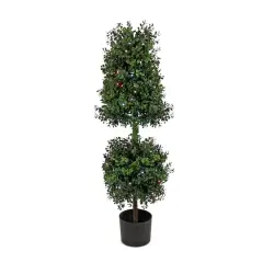 4ft. Boxwood Cone & Ball Topiary with Multi-Function LED Lights