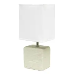 Simple Designs Stone Table Lamp with White Shade Off White