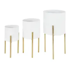 White Metal Contemporary Planter Set