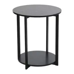 Household Essentials Jamestown 24" Round End Table Black Oak