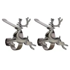 Original MantleClip&reg; Antique Brass Reindeer Icons Stocking Holders, 2ct.