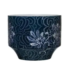 Hello Honey&reg; 7" Blue & White Floral Stoneware Planter