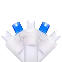 50ct. LED Wide Angle Christmas String Lights with White Wire Blue/White