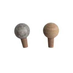 Hello Honey&reg; 2" Round Marble & Cork Bottle Stopper Set
