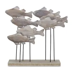 Wooden Fish School Sculpture
