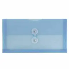 JAM Paper 5.25" x 10" Plastic #10 Business Envelope with Button and String Closure, 24ct. Blue