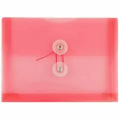 JAM Paper 5.25" x 7.5" Booklet Plastic Envelopes with Button and String Closure, 24ct. Red