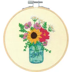 Dimensions&reg; 6'' Floral Jar Embroidery Kit