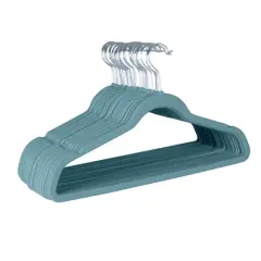 Laura Ashley Slim Velvet Hangers, 25ct. Dusty Blue