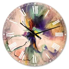 Designart Blue Abstract Flower Creative Modern Wall Clock