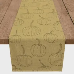 90" Mustard Yellow Pumpkin Pattern Cotton Twill Runner