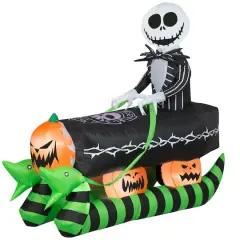 5ft. Airblown&reg; Inflatable Halloween Jack Skellington on Coffin Sleigh