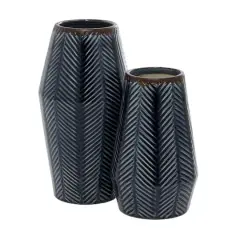 Dark Blue Ceramic Contemporary Vase Set