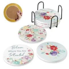 Kate Aspen&reg; Garden Blooms Ceramic Coasters with Holder, 6ct.