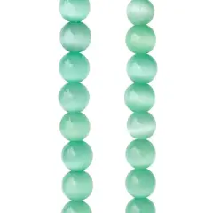 Aqua Cat Eye Glass Round Beads, 8mm by Bead Landing&trade;
