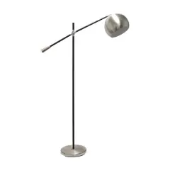 Lalia Home Black Matte Swivel Floor Lamp with Inner White Dome Shade Brushed Nickel