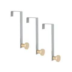 Elle D&eacute;cor Gray 3 Pack Single Over the Door Hooks