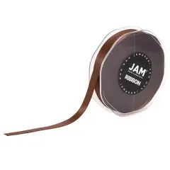 JAM Paper 3/8" x 25yd. Double Faced Satin Ribbon Chocolate Brown