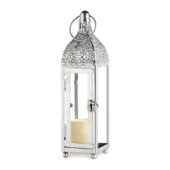 11.5" Silver Ornate Candle Lantern