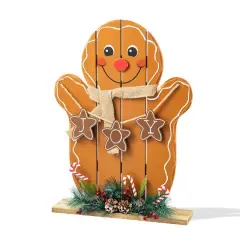 Glitzhome&reg; 24" Wood Gingerbread Man Porch D&eacute;cor