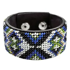 Wonderland Crafts Blue Bead Artificial Leather Embroidery Bracelet Kit