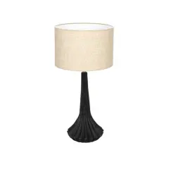 Hello Honey&reg; 24" Black & Natural Mango Wood Pleated Table Lamp with Linen Shade