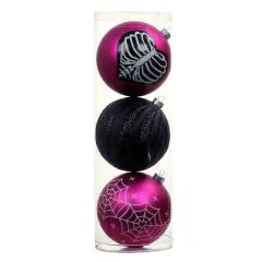 4.75" Black & Pink Plastic Ball Ornament Set by Ashland&reg;
