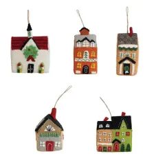 Hello Honey&reg; Handmade Embroidered Wool Felt House Ornaments Set