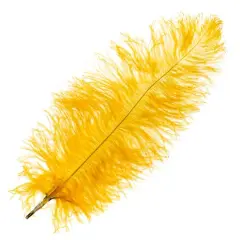 John Bead 11"-13" Ostrich Drab Feather Golden Yellow