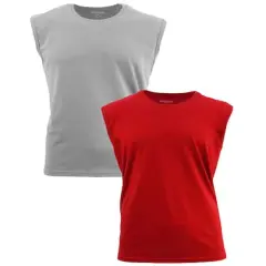 Galaxy by Harvic Muscle Tank Men's T-Shirt 2 Pack Heather Gray/Red