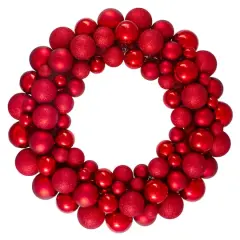 36" Red Ball Ornament Christmas Wreath