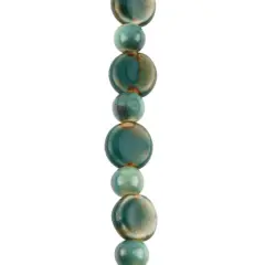 Teal Reactive Glaze Ceramic Disc & Round Beads by Bead Landing&trade;