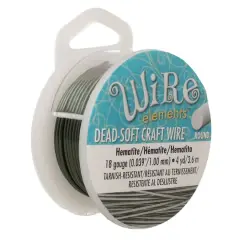 The Beadsmith&reg; Wire Elements&trade; 18 Gauge Tarnish Resistant Round Soft Temper Wire, 4yd.Hematite