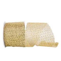 Reliant 4" x 10yd. Gold Flex Net Stretch Metallic Wired Ribbon