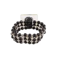 Jam Paper Savannah Beaded Flower Bracelet Black