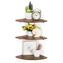 Floating Corner Shelves Set Brown