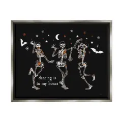 Stupell Industries Dancing In My Bones Skeletons Framed Floater Canvas Wall Art Gray
