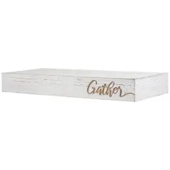 Whitewashed "Gather" Text Engraving Floating Wall Shelf