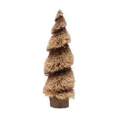 Hello Honey&reg; 21" Natural & Brown Color Raffia Tree with Glitter & Wood Base