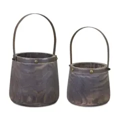 Dark Wooden Pail Set