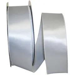 JAM Paper 2.5" x 50yd. Wired Satin Ribbon Silver