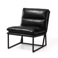 Glitzhome&reg; Modern Thick Leatherette Accent Chair Black