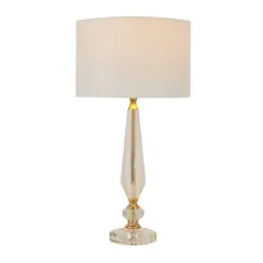 White Linen Traditional Buffet Lamp, 27" x 14" x 14"