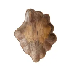Hello Honey&reg; 12.25" Natural Hand-Carved Scalloped Mango Wood Serving Platter
