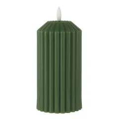 6" Ribbed Wax LED Pillar Candle by Ashland&reg; Green